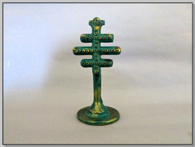 “Papal Cross” 11” h painted steel found objects “Papal Cross” 11” h painted steel found objects